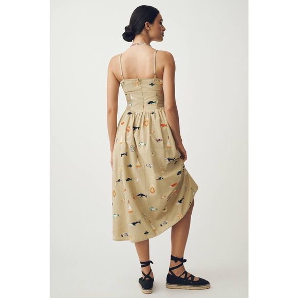 Anthropologie Maeve Sleeveless Square-Neck Drop-Waist Midi Dress - Picture 3 of 7